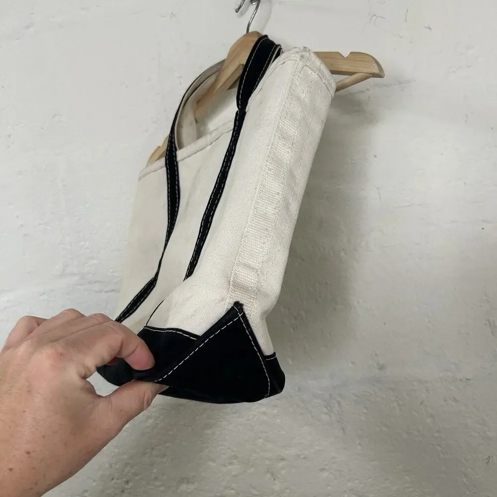 Vintage L.L. Bean Canvas Boat & Tote Bag Small “Black White